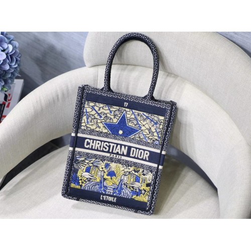 SUN VERTICAL DIOR BOOK TOTE TAROT EMBROIDERED CANVAS BAG M1272Z-2