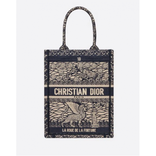SUN VERTICAL DIOR BOOK TOTE TAROT EMBROIDERED CANVAS BAG M1272Z-4