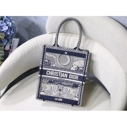 SUN VERTICAL DIOR BOOK TOTE TAROT EMBROIDERED CANVAS BAG M1272Z-4