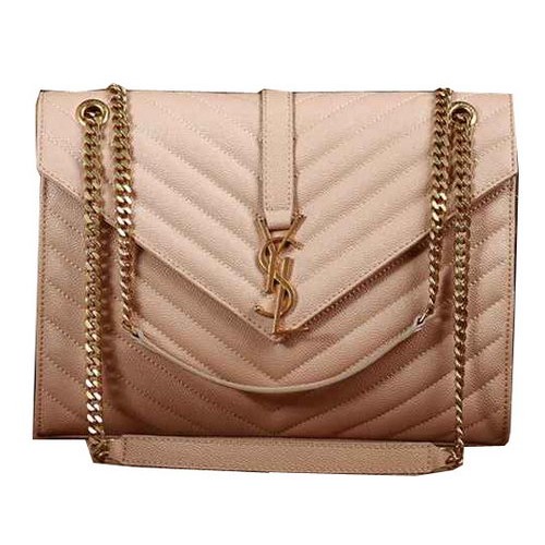 Saint Laurent Classic Monogramme Cannage Pattern Flap Bag Y5480 Apricot