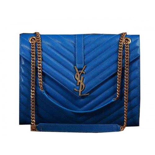 Saint Laurent Classic Monogramme Cannage Pattern Flap Bag Y5480 Blue