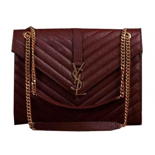 Saint Laurent Classic Monogramme Cannage Pattern Flap Bag Y5480 Burgundy