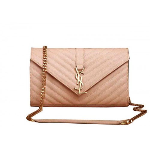 Saint Laurent Classic Monogramme Cannage Pattern Flap Bag Y5482 Apricot