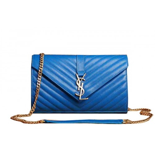 Saint Laurent Classic Monogramme Cannage Pattern Flap Bag Y5482 Blue