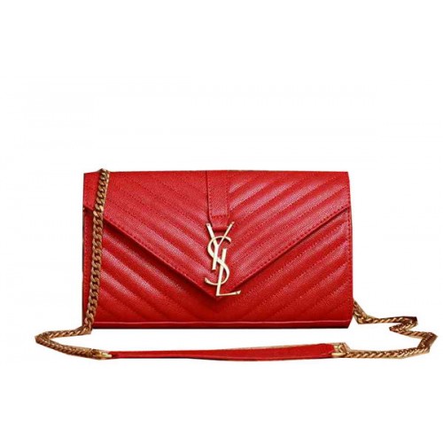 Saint Laurent Classic Monogramme Cannage Pattern Flap Bag Y5482 Red