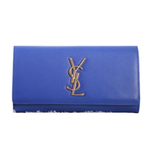 Saint Laurent Classic Monogramme Clutch Original Leather Y5486 Blue