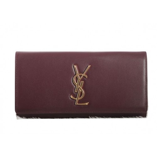 Saint Laurent Classic Monogramme Clutch Original Leather Y5486 Burgundy