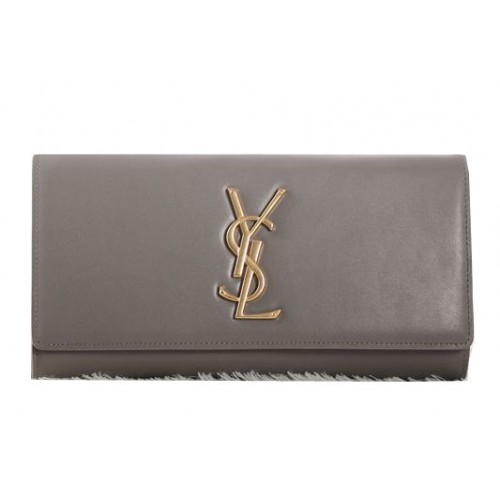 Saint Laurent Classic Monogramme Clutch Original Leather Y5486 Khaki
