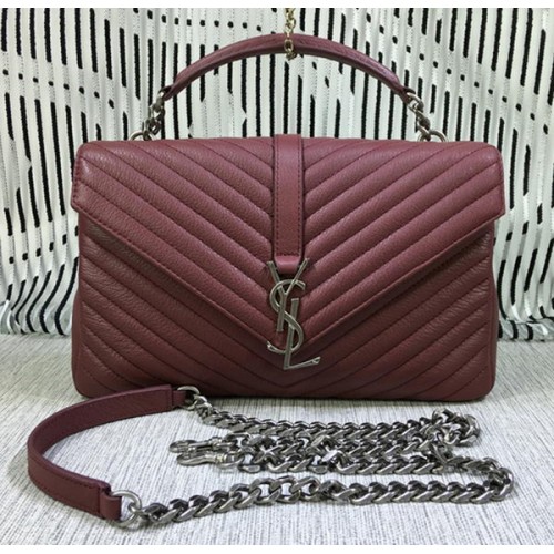 Saint Laurent Classic Monogramme Goat Leather Flap Bag Y392737 Burgundy