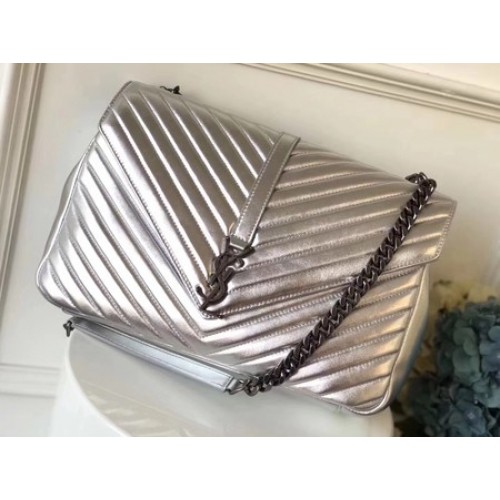 Saint Laurent Classic Monogramme Leather Flap Bag 392738 Silver