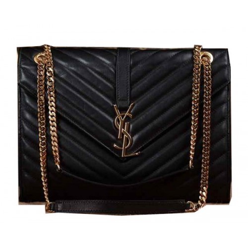 Saint Laurent Classic Monogramme Original Leather Flap Bag Y5480 Black