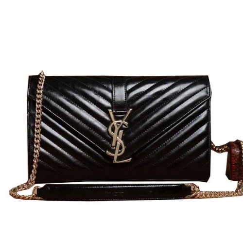 Saint Laurent Classic Monogramme Sheepskin Leather Flap Bag Y5482 Black