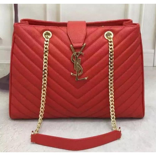 Saint Laurent Large Cabas Cannage Pattern Leather Bag Y26584 Red