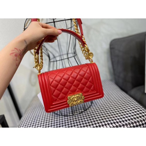 Small boy chanel handbag AS67085 red