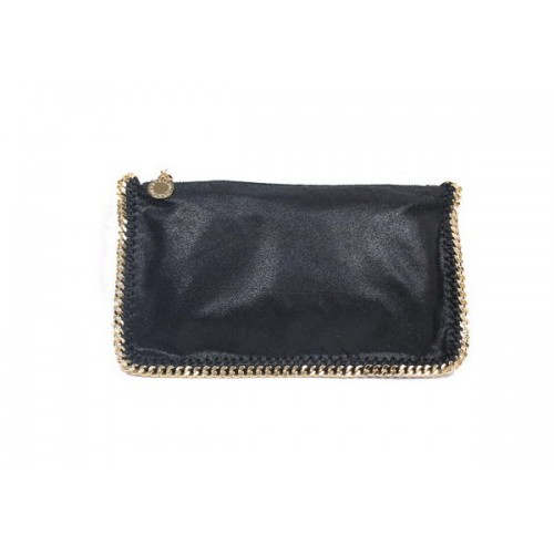 Stella McCartney 865 Black Falabella PVC Fold Over Clutch