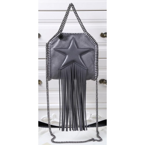 Stella McCartney Falabella Fringed Star Mini Tote Bag SM8855 Dark Grey