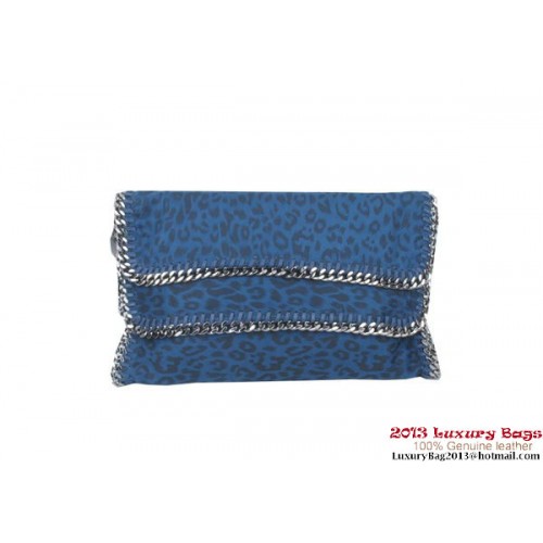 Stella McCartney Falabella Leopard PVC Fold Over Clutch 812L Blue