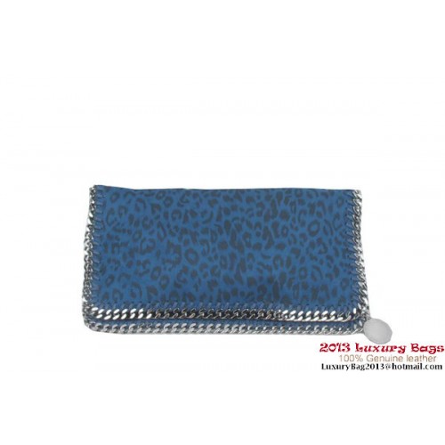 Stella McCartney Falabella Leopard PVC Fold Over Clutch 812S Blue