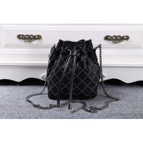 Stella McCartney Falabella Studded Quilted Bucket Bag SMC013 Black