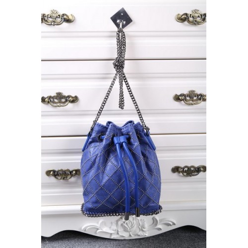 Stella McCartney Falabella Studded Quilted Bucket Bag SMC013 Royal