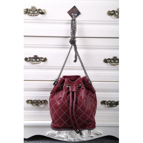Stella McCartney Falabella Studded Quilted Bucket Bag SMC013 Wine