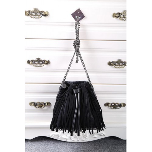 Stella McCartney Falabella Sun Fringed Bucket Bag SMC012 Black