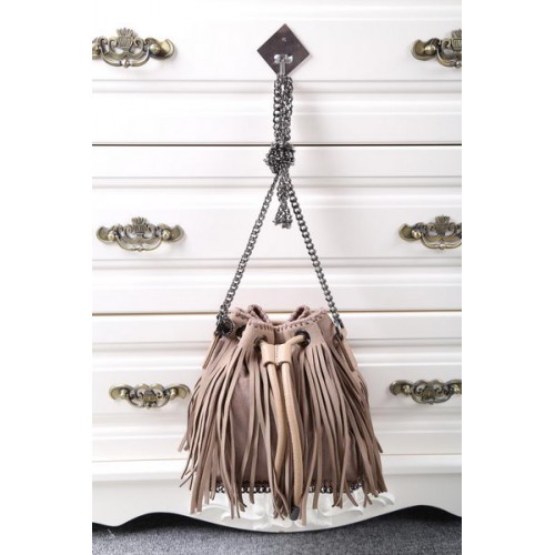 Stella McCartney Falabella Sun Fringed Bucket Bag SMC012 Khaki