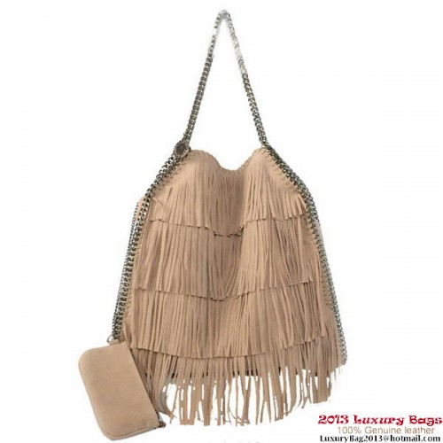 Stella McCartney Falabella Shaggy Tassels Fold Over Tote Bag Apricot