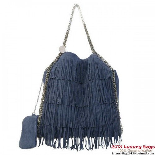 Stella McCartney Falabella Shaggy Tassels Fold Over Tote Bag Blue