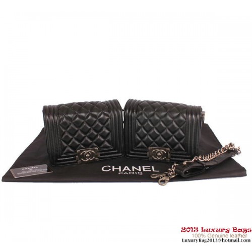 Twin Boy Chanel Flap Shoulder Bag Sheepskin Leather A67078 Black
