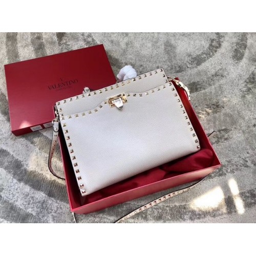 VALENTINO Candy Rockstud quilted leather shoulder bag 0650 white