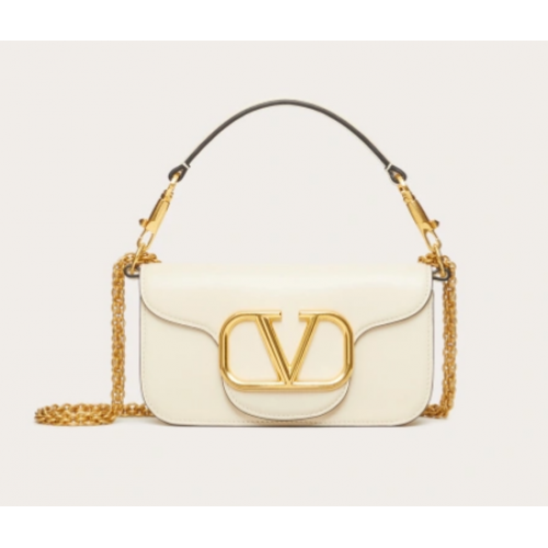 VALENTINO GARAVANI MINI LOCO Calf leather Shoulder Bag 1W2B0K white