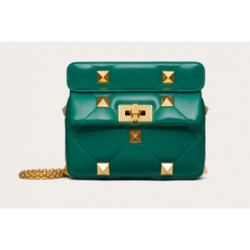 VALENTINO GARAVANI ROMAN STUD Small sheepskin bag 1W2B0L04 green