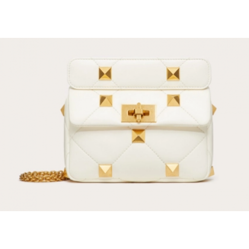 VALENTINO GARAVANI ROMAN STUD Small sheepskin bag 1W2B0L04 white