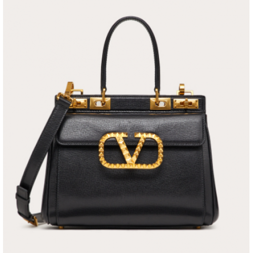 VALENTINO GARAVANI Rockstud Alcove Medium grain calf leather 2B0J41 black