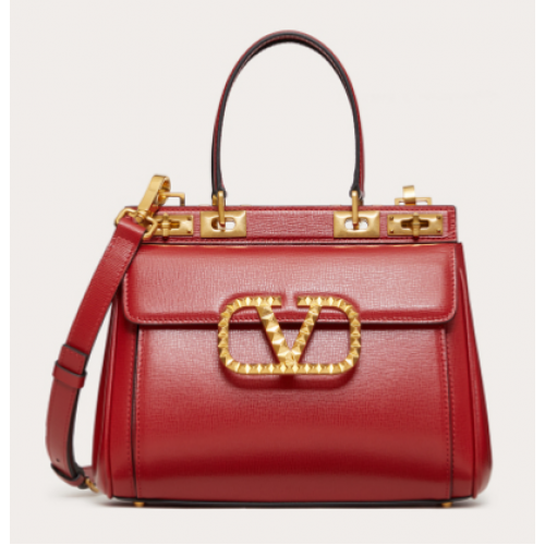 VALENTINO GARAVANI Rockstud Alcove Medium grain calf leather 2B0J41 red