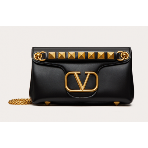 VALENTINO GARAVANI Stud Sign nappa Shoulder Bag NL098 black