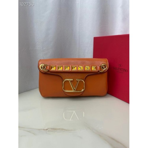 VALENTINO GARAVANI Stud Sign nappa Shoulder Bag NL098 orange