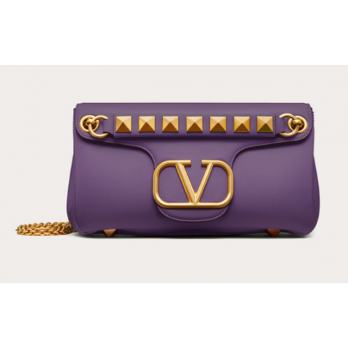 VALENTINO GARAVANI Stud Sign nappa Shoulder Bag NL098 purple