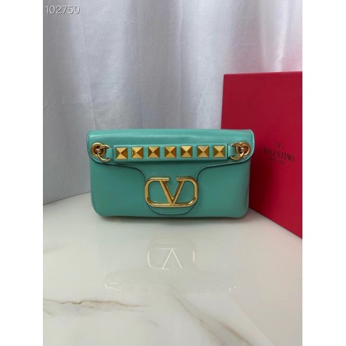 VALENTINO GARAVANI Stud Sign nappa Shoulder Bag NL098 sky blue