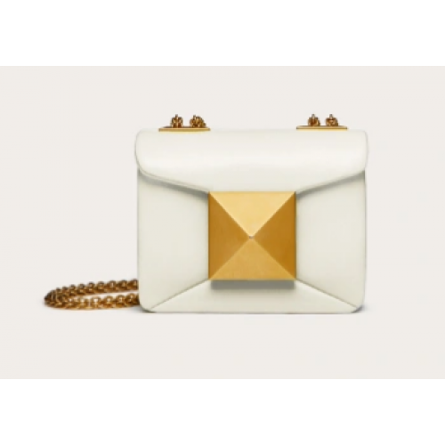VALENTINO GARAVANI mini One Stud Sheepskin Shoulder Bag XW0P0X98H white