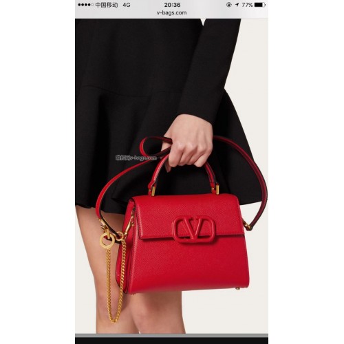 VALENTINO Origianl leather Tote Bag V0025 red
