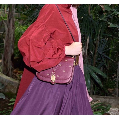 VALENTINO Origianl leather shoulder bag 0708 Burgundy