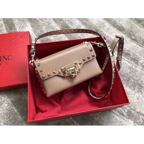 VALENTINO Rockstud leather cross-body bag 04235 apricot