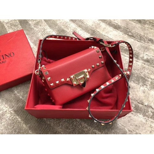 VALENTINO Rockstud leather cross-body bag 04235 red
