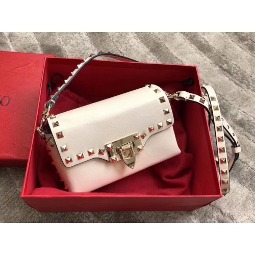 VALENTINO Rockstud leather cross-body bag 04235 white