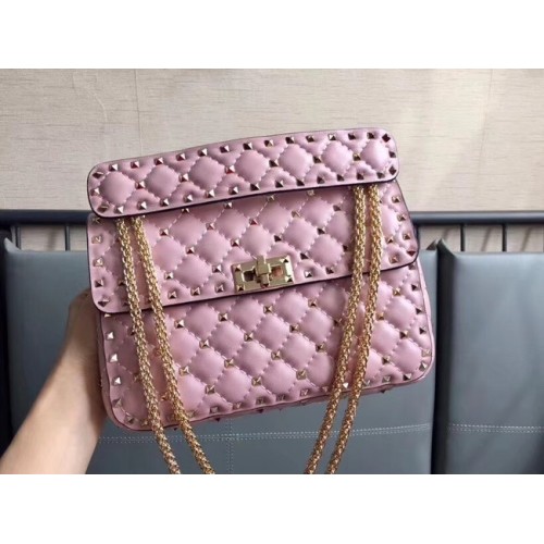 VALENTINO Rockstud medium leather shoulder bag 0123 pink
