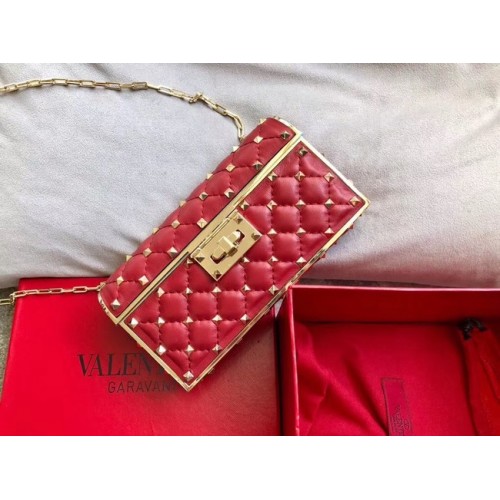 VALENTINO Rockstud quilted leather cross-body bag 0702 red