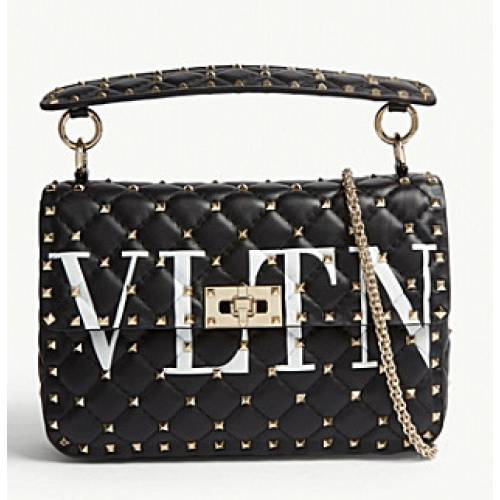 VALENTINO Rockstud spike medium shoulder bag 2601 black