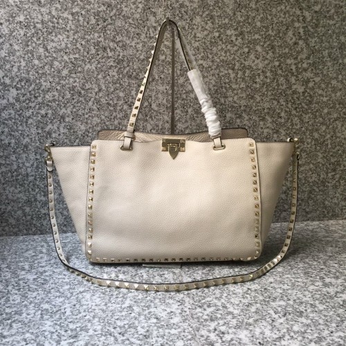 Valentino Garavani Rockstud Tote Bag Original Leather 1917B white